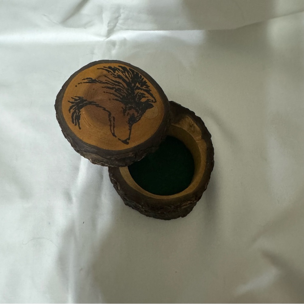 Brown Wooden Box with Nature Scene